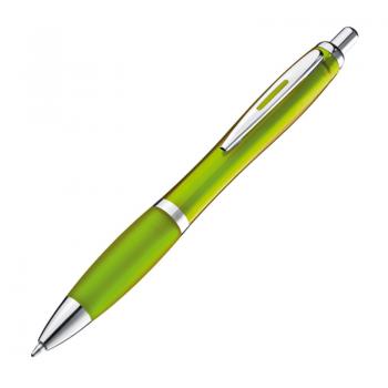 25x Kugelschreiber / transparent mit Metallclip / Farbe: transparent apfelgrün