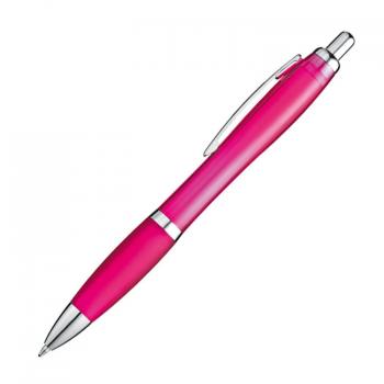 25x Kugelschreiber / transparent mit Metallclip / Farbe: transparent pink