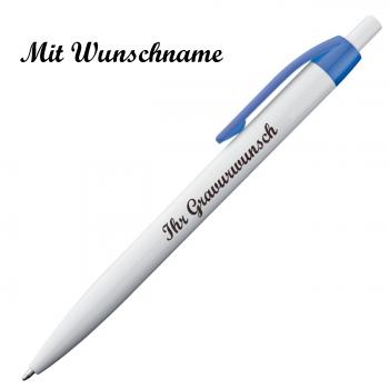 25x Kugelschreiber mit Namensgravur - Clipfarbe: blau