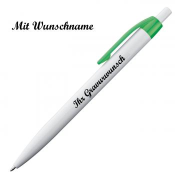 25x Kugelschreiber mit Namensgravur - Clipfarbe: grün