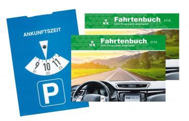 2x Fahrtenbuch / A6 quer / 40 Blatt + Parkscheibe