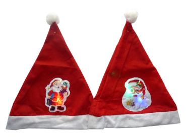 2x LED Weihnachtsmütze / 2 verschiedene Weihnachtsmann Motive