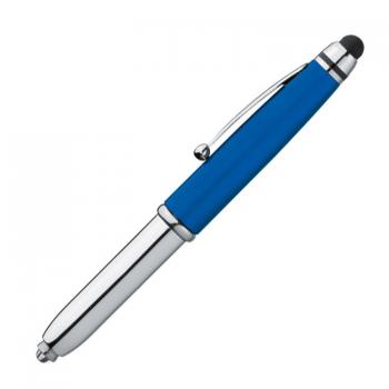 2x Touchpen Kugelschreiber mit LED Licht & Touchscreenstift / 1x blau + schwarz