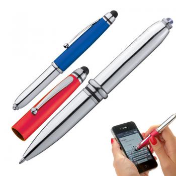 2x Touchpen Kugelschreiber mit LED Licht & Touchscreenstift / 1x rot + blau