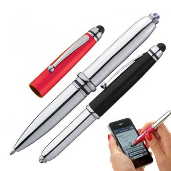 2x Touchpen Kugelschreiber mit LED Licht & Touchscreenstift / 1x rot + schwarz