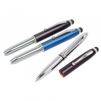 2x Touchpen Kugelschreiber mit LED Licht & Touchscreenstift / 1x schwarz + blau