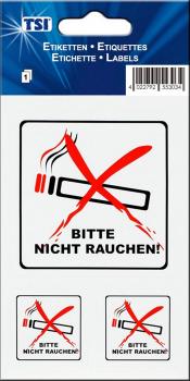 3 Etiketten / Aufkleber "BITTE NICHT RAUCHEN" / Druck auf Folie / 1 Blatt