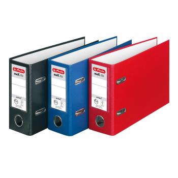 3 Herlitz Ordner / quer / DIN A5 / 80mm breit / Farbe: je 1x rot, blau, schwarz