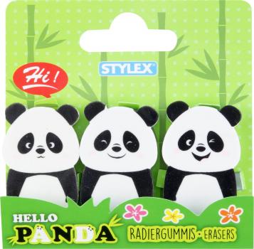 3 Radiergummis / Radierer / "Panda"