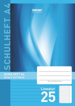 3 Schulhefte DIN A4 Lineatur 25 liniert mit Rand