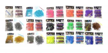 Loom Gummibänder 12x 200 2400 120 Verbindungsstücke // 8 neon Farben