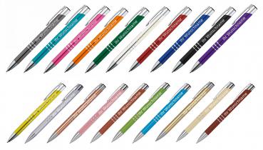35 Kugelschreiber aus Metall mit Gravur / 35 Farben