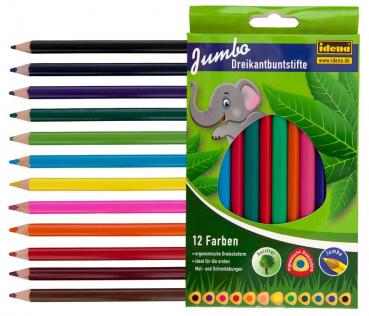 36 (3x 12) Jumbo Buntstifte / ergonomische Dreieckform / 12 verschiedene Farben