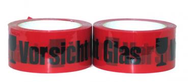 36x Paketband Packband Warnband Vorsicht Glas 66mx50mm leise abrollend