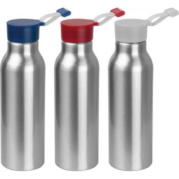 3x Alu Trinkflasche / Füllvermögen von 600 ml / mit 3 verschiedenen Deckelfarben