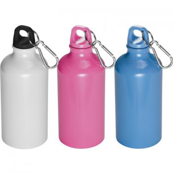 3x Alu Trinkflasche / Sportflasche / 500ml / Farbe: je 1x weiß, pink, hellblau