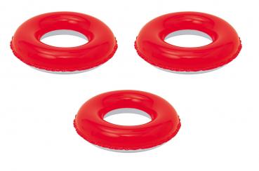 3x Aufblasbarer Reifen / Schwimmreifen / Schwimmring / Farbe: rot