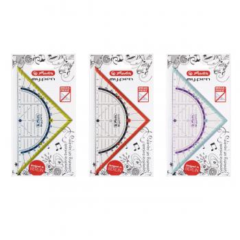 3x Herlitz Geometriedreieck "my.pen" / 16cm / 3 verschiedene Farben