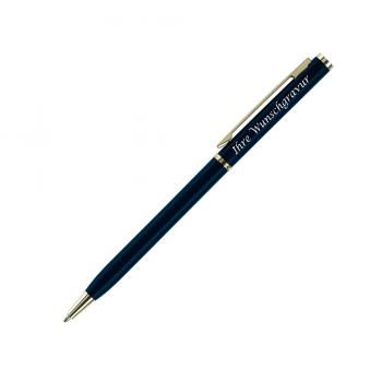 3x Metal-Kugelschreiber "slim" mit Gravur / mit goldfarbige Teile / 3 Farben