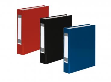3x Ringbuch mit Rückenschild / DIN A5 / 2-Ring / je 1x rot, schwarz und blau