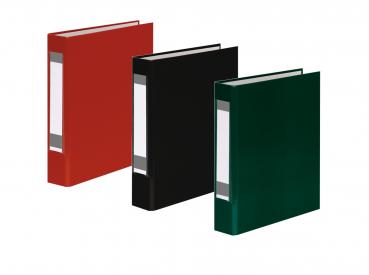 3x Ringbuch mit Rückenschild / DIN A5 / 2-Ring / je 1x rot, schwarz und grün