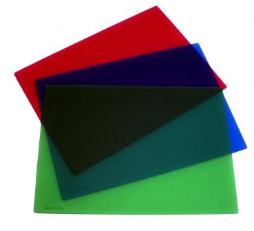 3x Schreibtischunterlage 30x42cm / Farbe: je 1x transluzent rot + blau + grün