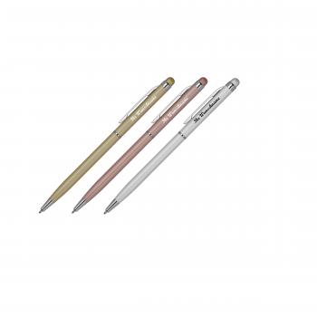 3x Touchpen Kugelschreiber mit Namensgravur - schlankes design - 3 Farben