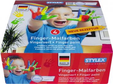 4 Fingermalfarben / Fingerfarben Set / 4x 100ml rot, blau, gelb, grün