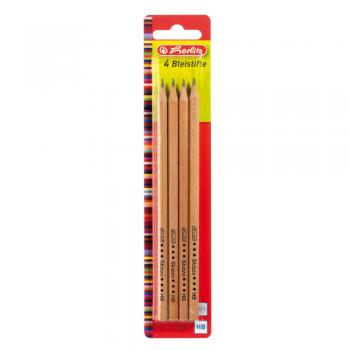 4 Herlitz Bleistifte mit Gravur / Härtegrad: HB / aus Naturholz