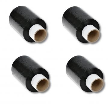 4 Rollen Mini Stretchfolie / 100mm x 150m / 23my / Farbe: schwarz