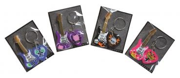 4 Schlüsselanhänger Radiergummis / Radierer "Gitarren" / 4 verschiedene Farben