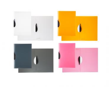 4 Swinghefter DIN A4 Klemmhefter/Clipmappe Farbe: je 1x schwarz,pink,orange,klar