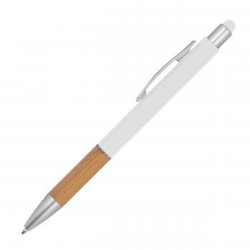 4 Touchpen Kugelschreiber / mit Bambusgriffzone / 4 Farben