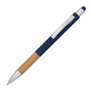 4 Touchpen Kugelschreiber mit Gravur / mit Bambusgriffzone / 4 Farben
