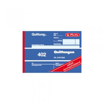 4x Herlitz Quittungsblock 402 / A6 quer / 2x40 Blatt / selbstdurchschreibend