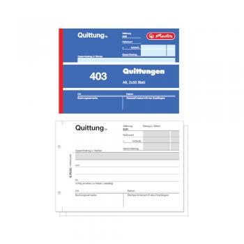 4x Herlitz Quittungsblock 403 / A6 quer / 2x50 Blatt