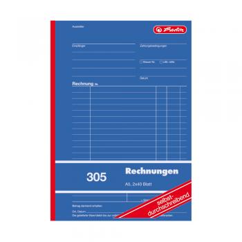 4x Herlitz Rechnungsbuch 305 / A5 / 2x 40 Blatt / selbstdurchschreibend