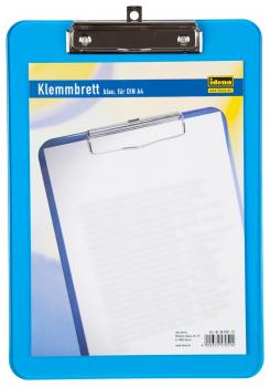 4x Klemmbrett / Klemmplatte DIN A4 / Farbe: transluzent blau