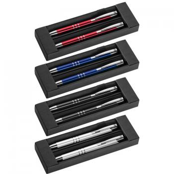 4x Metall Schreibset / Kugelschreiber + Druckbleistift / 4 verschiedene Farben