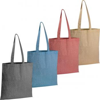 4x recycelte Baumwolltasche / Einkaufstasche / je 1x blau, rot, weiß und schwarz