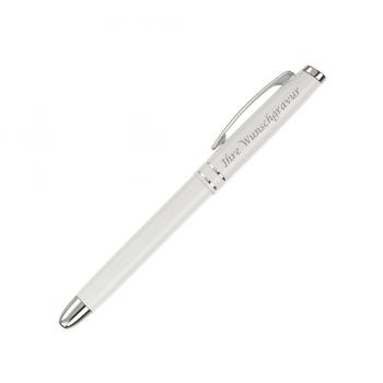 4x Rollerball mit Namensgravur - aus Metall - mit 2 Zierringen - 4 Farben