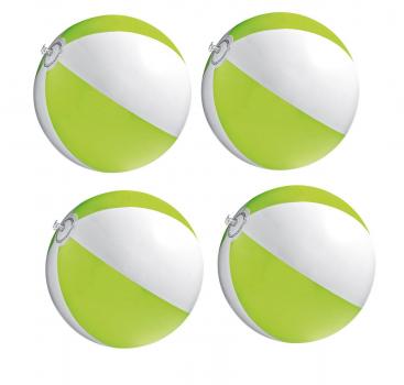 4x Strandball / Wasserball / Farbe: apfelgrün-weiß
