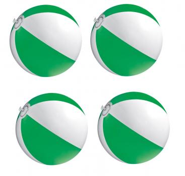 4x Strandball / Wasserball / Farbe: grün-weiß