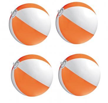 4x Strandball / Wasserball / Farbe: orange-weiß