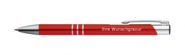 5 Kugelschreiber aus Metall / mit Gravur / Farbe: rot