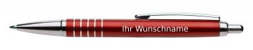 5 Kugelschreiber mit Gravur / aus Aluminium / mit 5 Zierringen / Farbe: rot