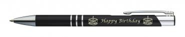 5 Kugelschreiber mit Gravur "Happy Birthday" / aus Metall / Farbe: schwarz