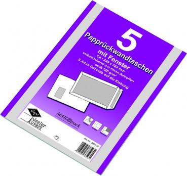 5 Papprückwand Versandtaschen DIN C4 mit Fenster