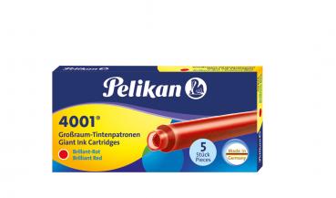 5 Pelikan Großraum Tintenpatronen 4001® / Füllerpatronen / Farbe: brillant-rot
