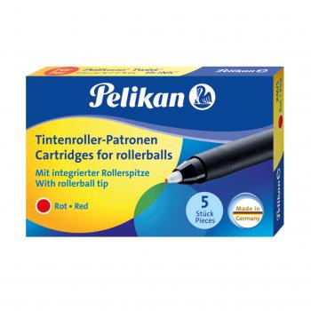 5 Pelikan Tintenroller-Patronen KM/5 Pelikano oder Twist Tintenroller / rot